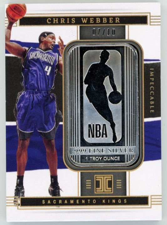 2021/22 Panini Impeccable Chris Webber #33 - #/10 Fine Silver