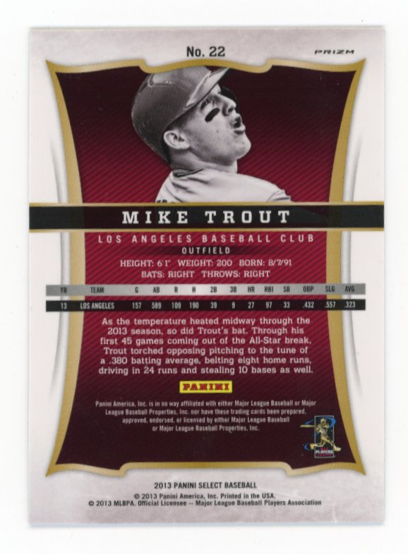 2013 Panini Select Mike Trout #22 - Silver