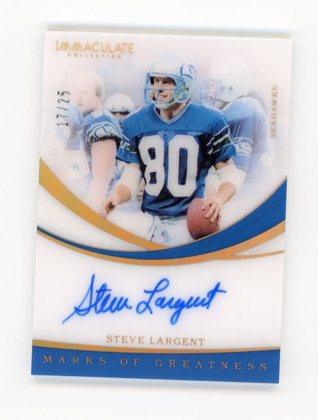 2019 Panini Immaculate Marks of Greatness Steve Largent #IMG-SL - #/25 Auto