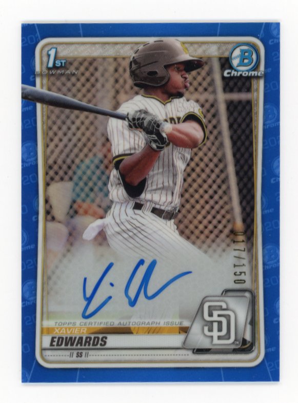 2020 Topps Bowman Chrome Xavier Edwards 1st Bowman #CPA-XE - #/150 Auto Sapphire