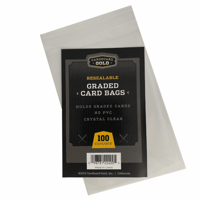 Cardboard Gold Resealable Graded Card Bags - Pack of 100