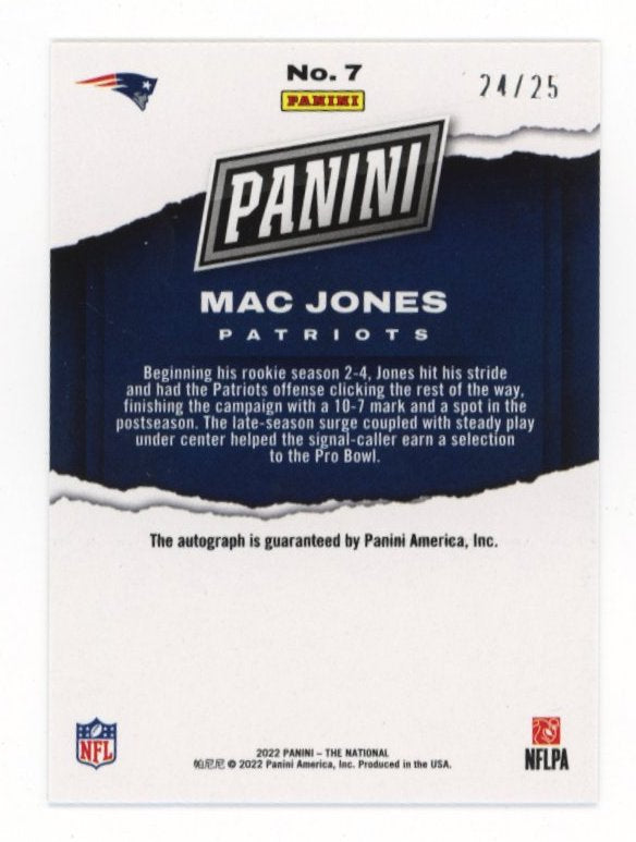 2022 Panini The National Mac Jones #7 - #/25 Cracked Ice Auto