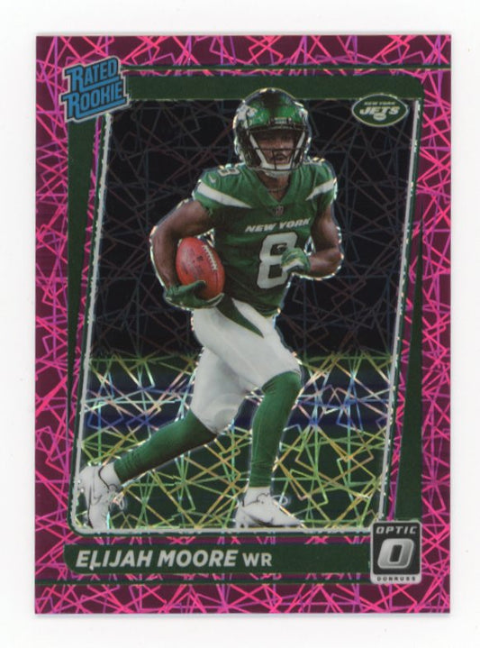 2021 Panini Donruss Optic Elijah Moore Rated Rookie #216 - #/79 Pink Lazer