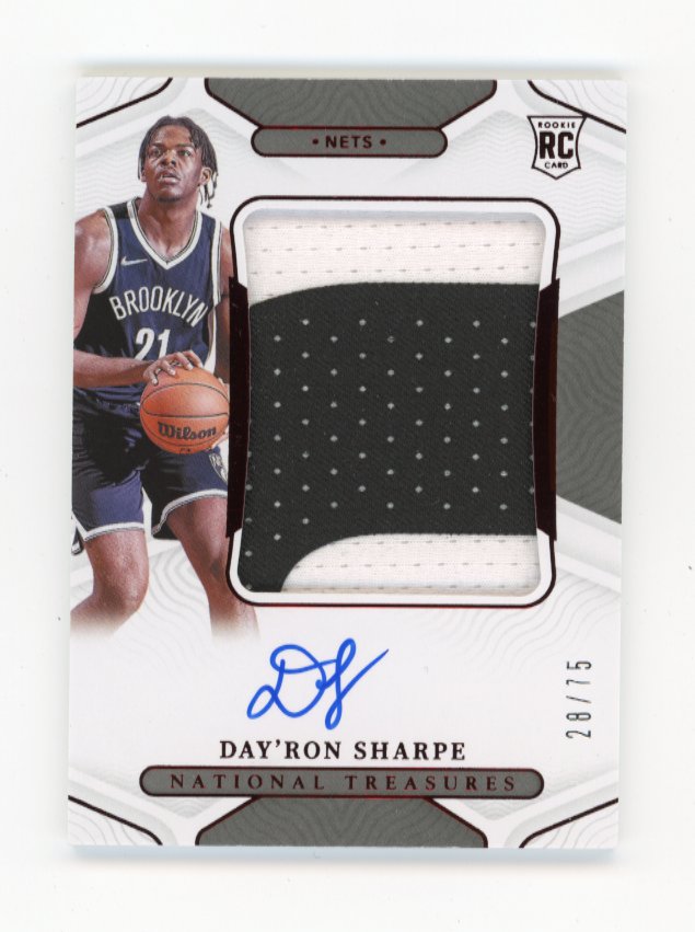 2021/22 Panini National Treasures Day'ron Sharpe #118 - #/75 Patch Auto