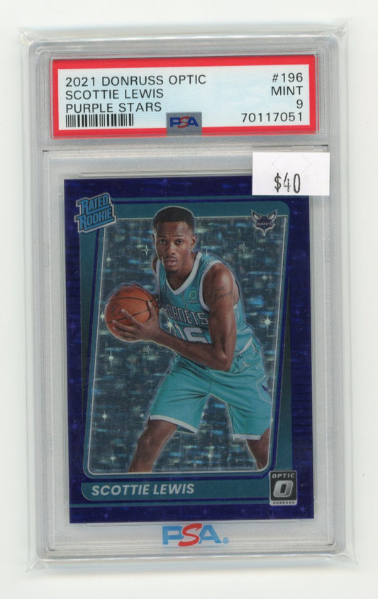 2021 Panini Donruss Optic Scottie Lewis RC #196 - FOTL Purple Stars #/13 PSA 9