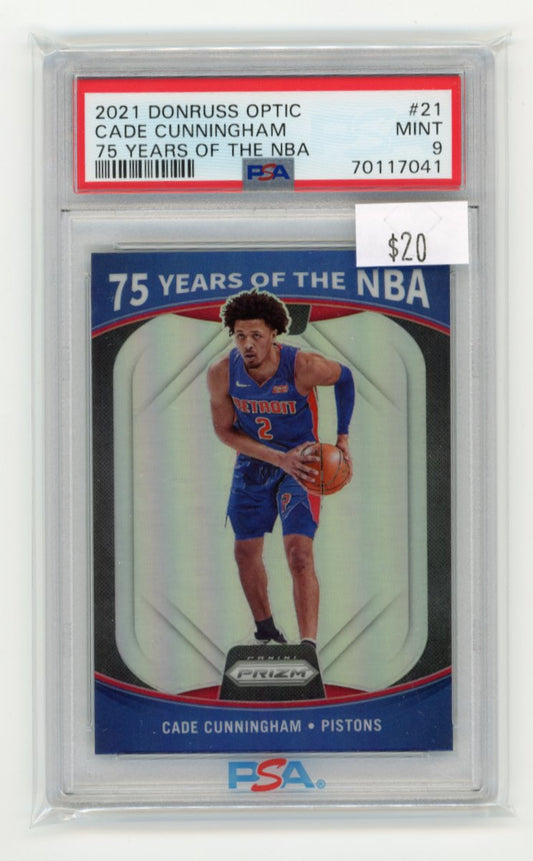 2021 Panini Donruss Optic Cade Cunningham #21 - 75 Years of the NBA PSA 9