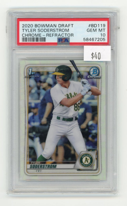 2020 Bowman Draft Tyler Soderstrom RC #BD119 - Refractor PSA 10