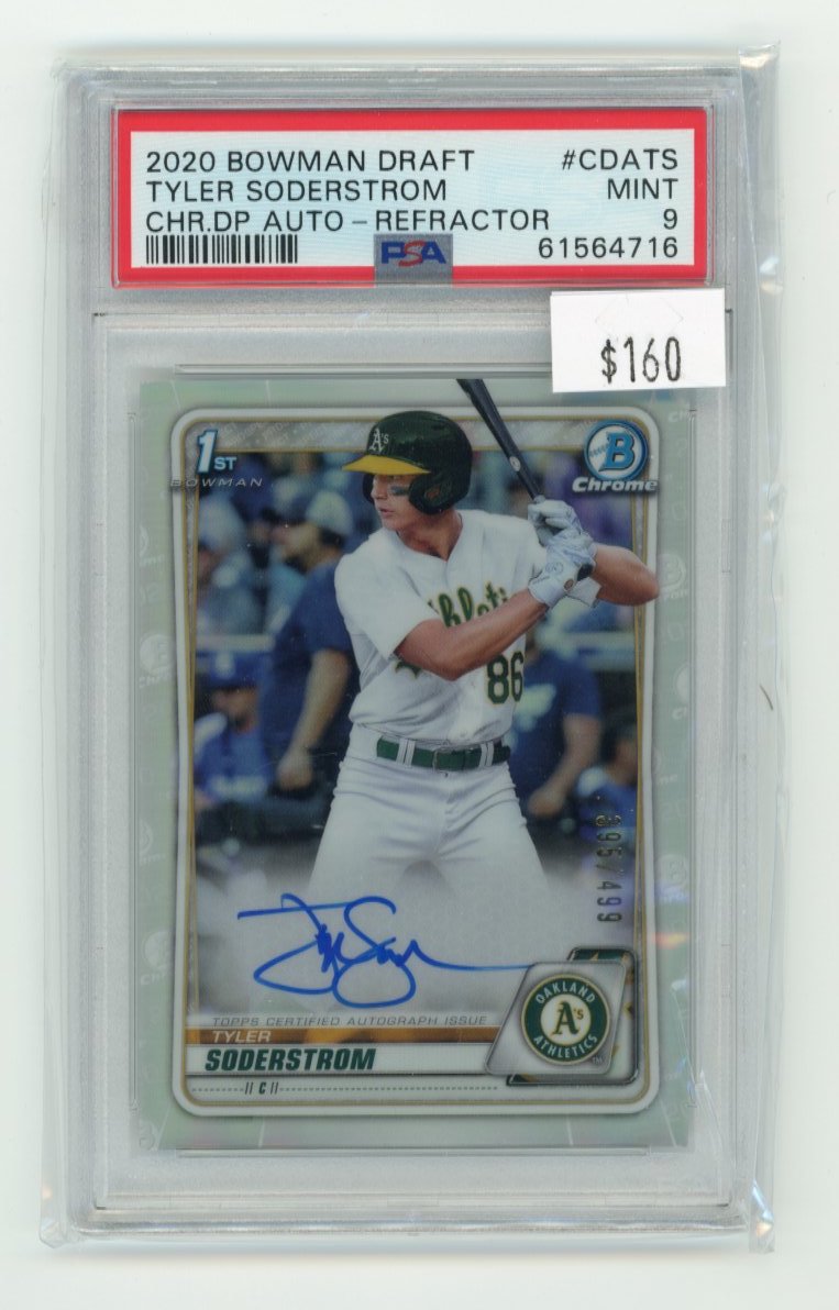 2020 Bowman Draft Tyler Soderstrom RC #CDATS - Refractor Autograph #/499 PSA 9