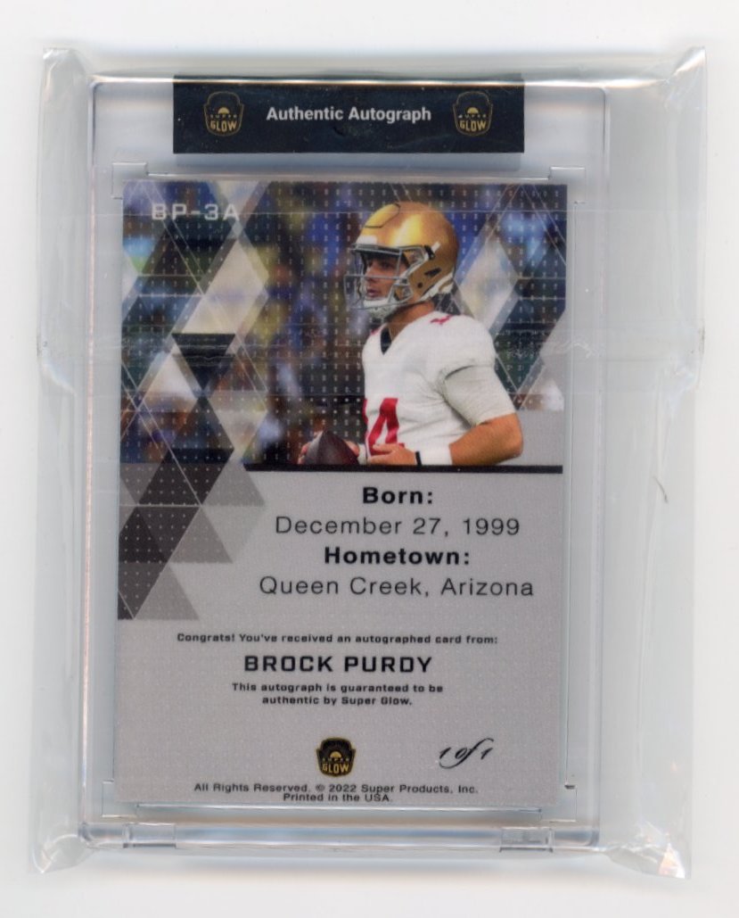 2022 Super Products Brock Purdy RC #BP-3A - Autograph #1/1