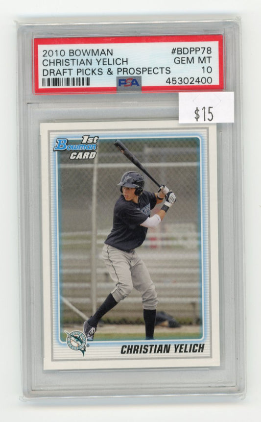 2010 Bowman Draft Picks Christian Yelich #BDPP78 - PSA 10