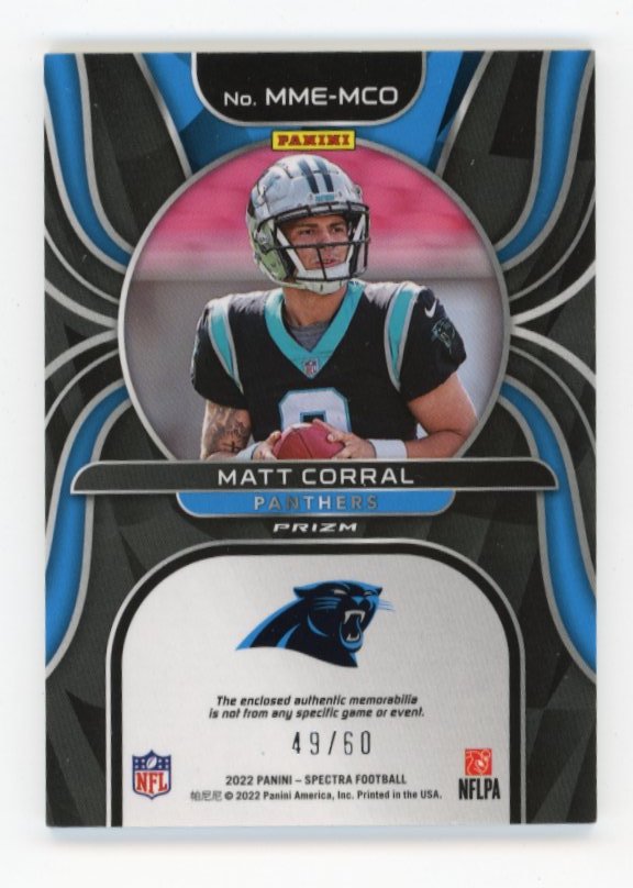 2022 Panini Spectra Matt Corral RC #MME-MCO - Jumbo Patch #/60