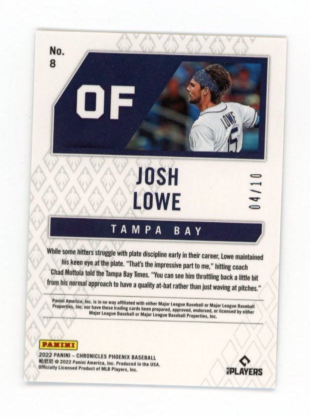 2022 Panini Chronicles Phoenix Josh Lowe RC #8 - Gold #/10