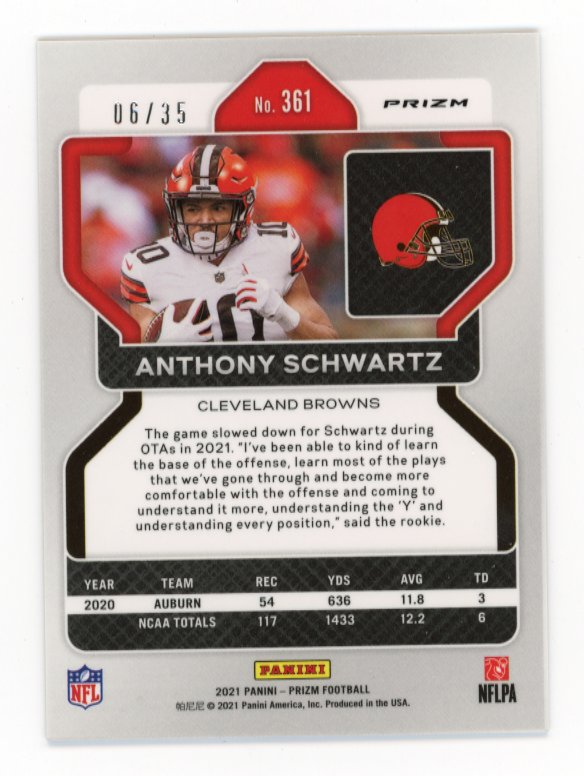 2021 Panini Prizm Anthony Schwartz RC #361 - Red Shimmer #/35