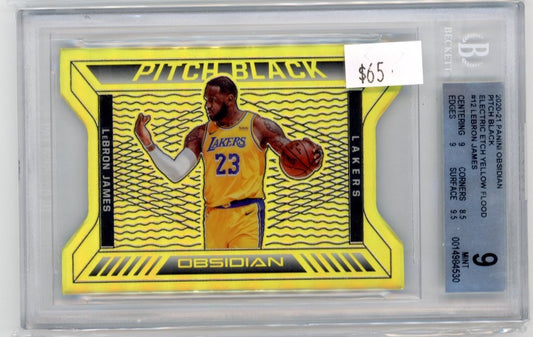 2020-21 Panini Obsidian Lebron James #12 - Electric Etch Yellow Flood