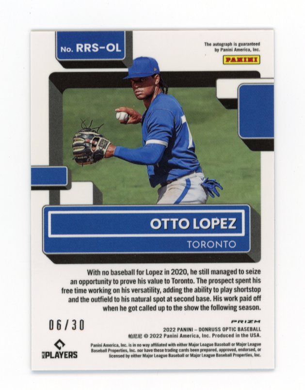 2022 Panini Donruss Optic Otto Lopez #RRS-OL - Autograph #/30