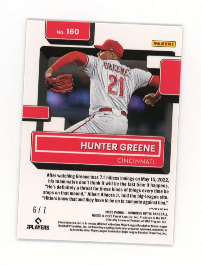 2022 Panini Donruss Optic Hunter Greene #160 - Red FOTL #/7