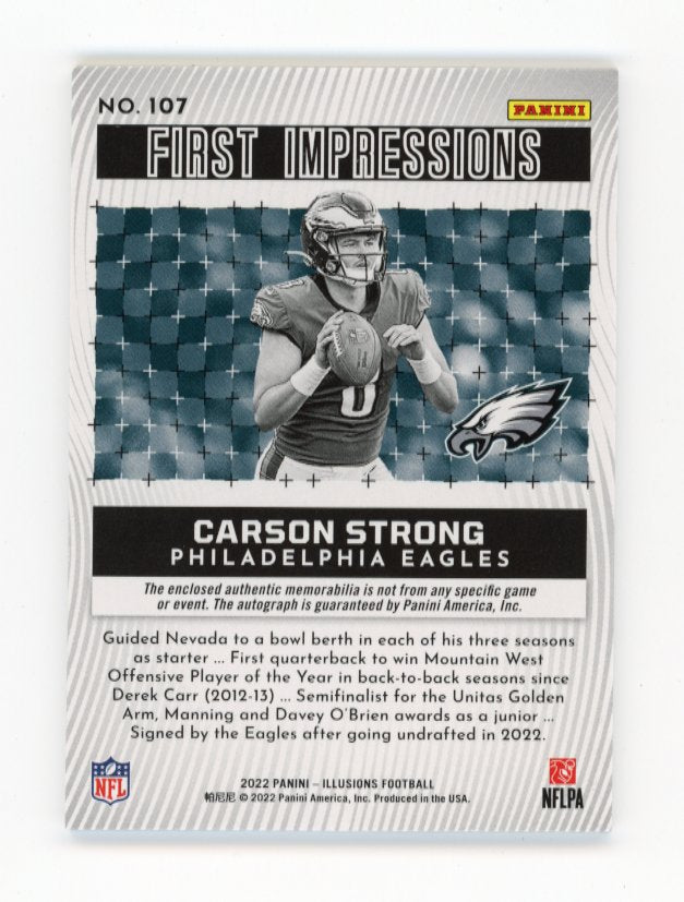 2022 Panini Illusions Carson Strong RC #107 - Patch Autograph #/25