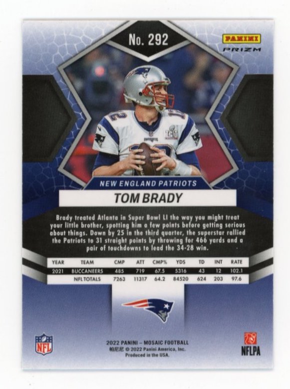 2022 Panini Mosaic Tom Brady #292 - Red Mosaic