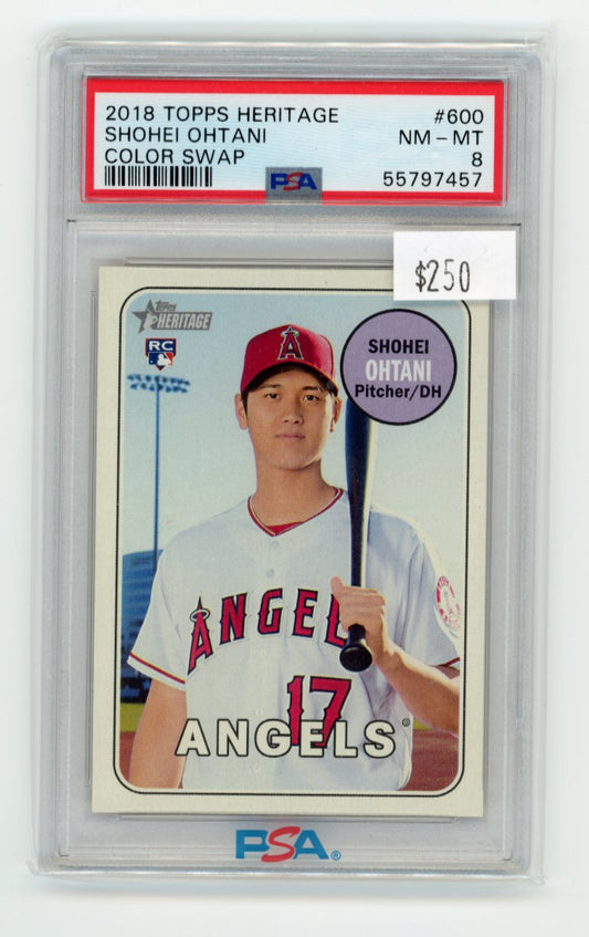 2018 Topps Heritage Shohei Ohtani RC #600 - Color Swap PSA 8