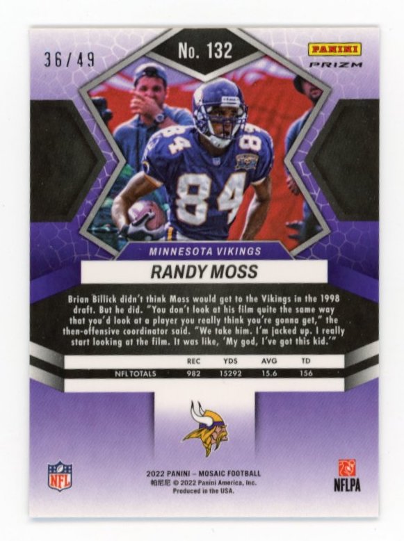 2022 Panini Mosaic Randy Moss #132 - Purple Mosaic #/49