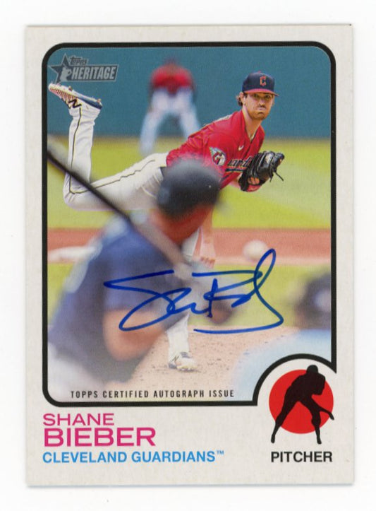 2022 Topps Heritage Shane Bieber #ROA-SB - Autograph