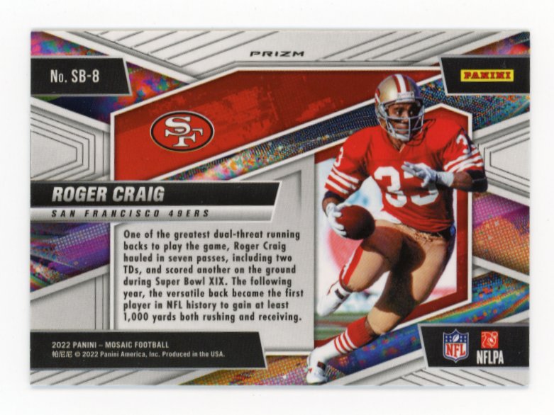 2022 Panini Mosaic Roger Craig #SB-8 - Silver Mosaic