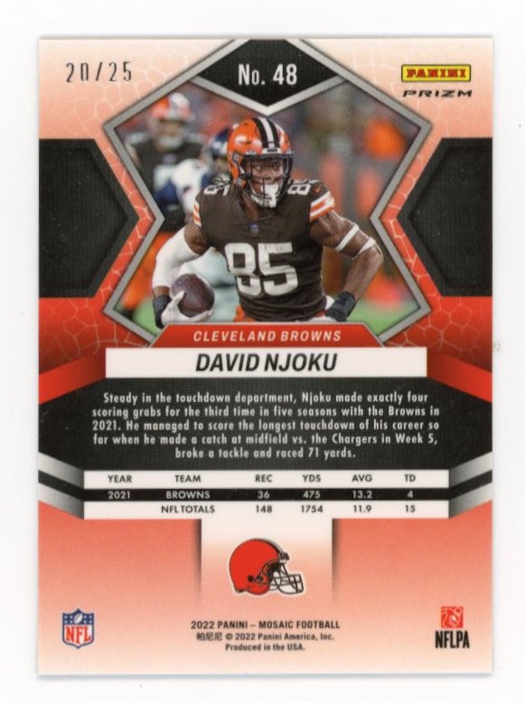 2022 Panini Mosaic David Njoku #48 - Autograph #/25