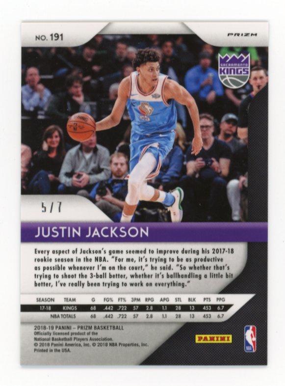 2018-19 Prizm Justin Jackson #191 - FOTL Blue Shimmer #/7