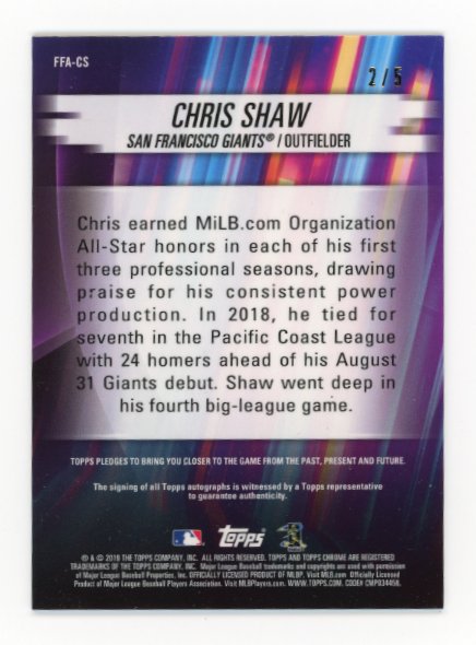 2019 Topps Chrome Chris Shaw #FFA-CS - #/5 Red Freshman Flash Autograph