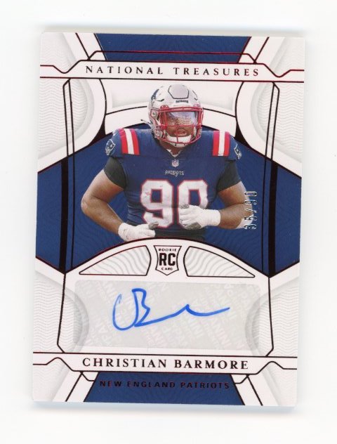 2021 Panini National Treasures Christian Barmore RC #121 - #/90 Red Autograph