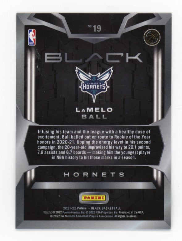2021/22 Panini Black LaMelo Ball #19 - #/75 Hornets