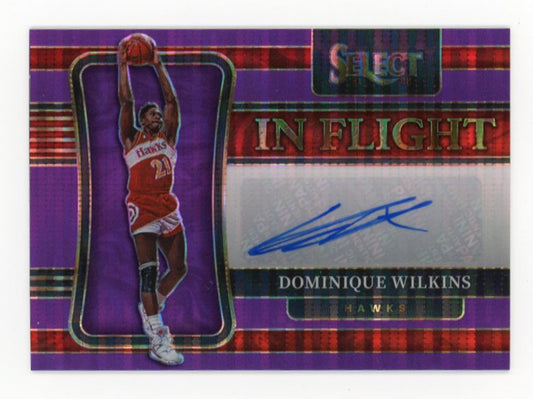 2021/22 Panini Select Dominique Wilkins In Flight #IF-DWL - Autograph Purple #/15 Hawks